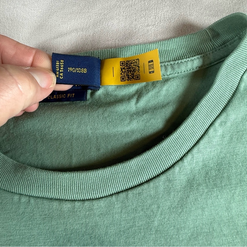 Ralph Lauren Green Tee with Plaid Logo - Picture 4 of 11